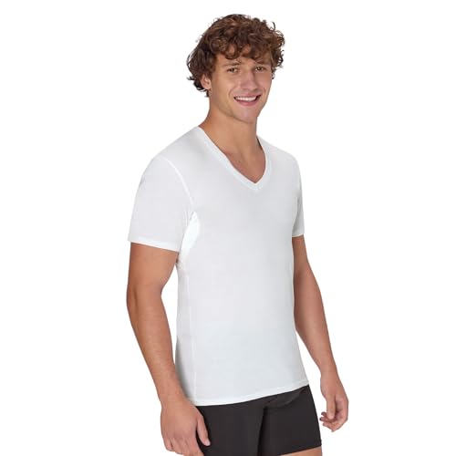 Hanes Men's Sweat Block Undershirt, Underarm Sweat Blocking Tee, White V-Neck T-Shirt, 3-Pack - Image 2