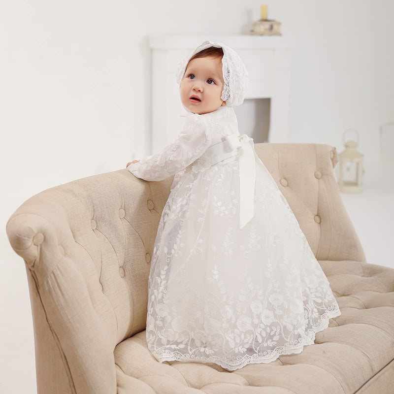 DPKM Baby Girl Baptism Dress 3PCS Infant Embroidered Christening Formal Gowns Outfit for Party Wedding - Image 5
