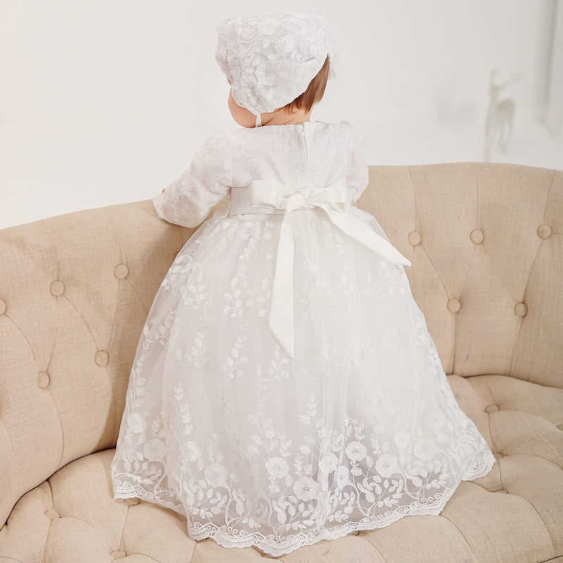 DPKM Baby Girl Baptism Dress 3PCS Infant Embroidered Christening Formal Gowns Outfit for Party Wedding - Image 4