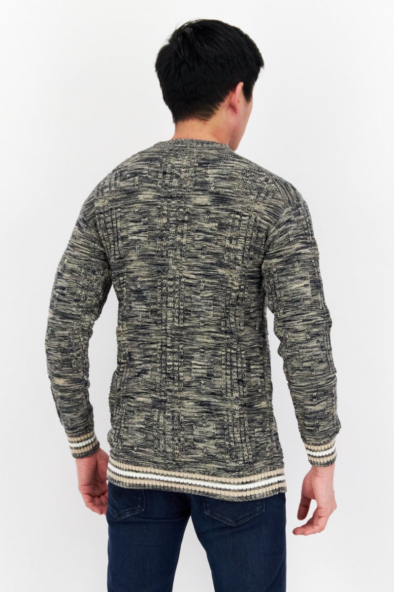 Lyle & Scott Men Crew Neck Textured Sweater, Navy Blue - Image 4