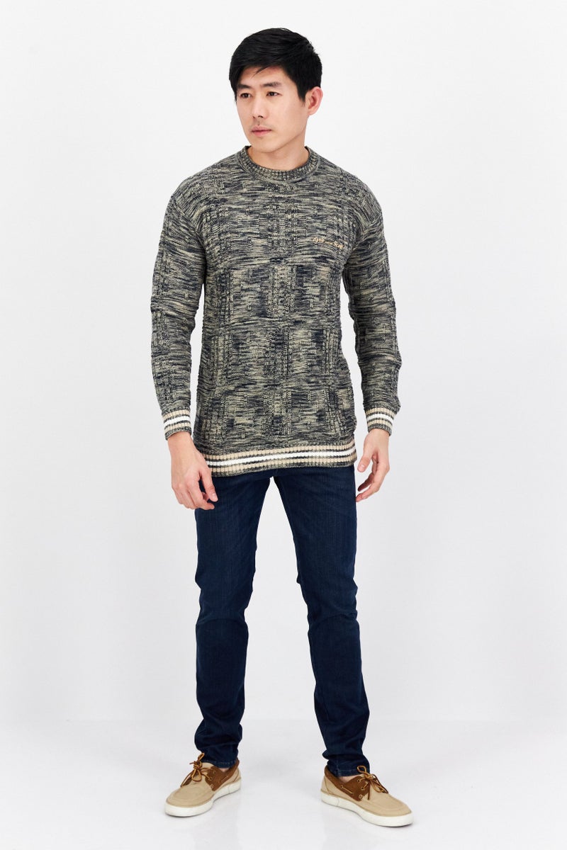 Lyle & Scott Men Crew Neck Textured Sweater, Navy Blue - Image 2