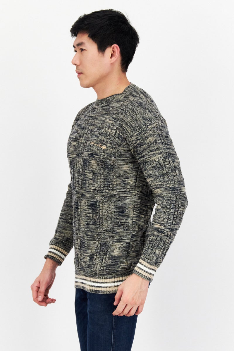 Lyle & Scott Men Crew Neck Textured Sweater, Navy Blue - Image 3