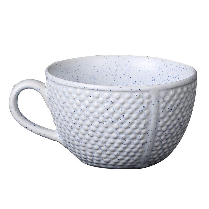 Caffeine Ceramic Handmade White Bubble Single Handled Soup Bowl with Spoon (Set of 2) - Image 3