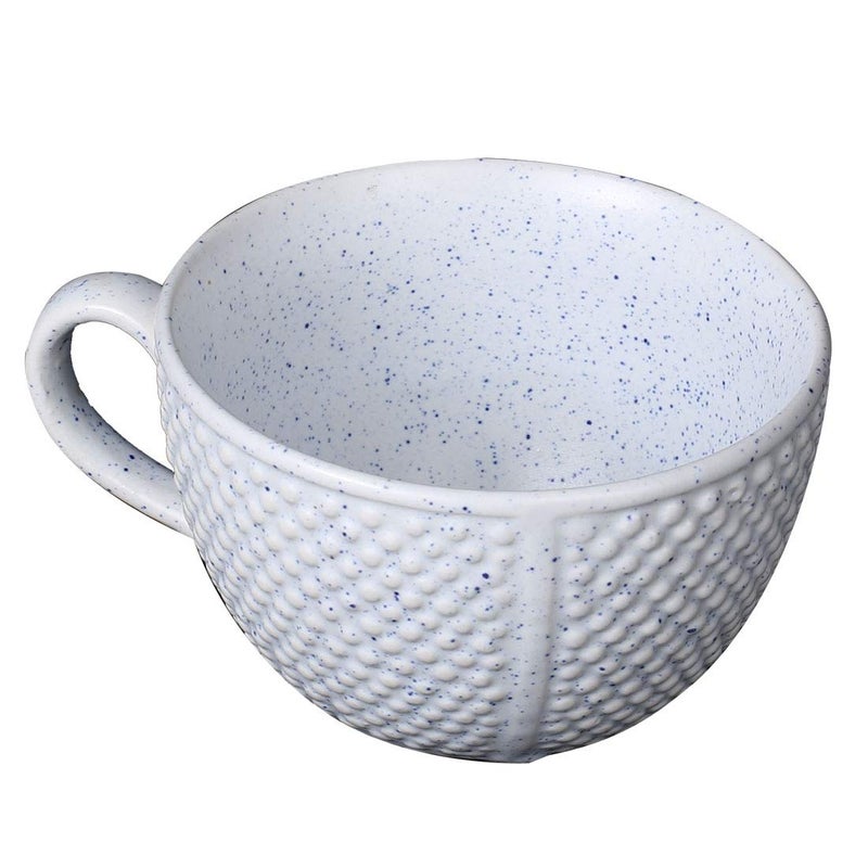 Caffeine Ceramic Handmade White Bubble Single Handled Soup Bowl with Spoon (Set of 2) - Image 4