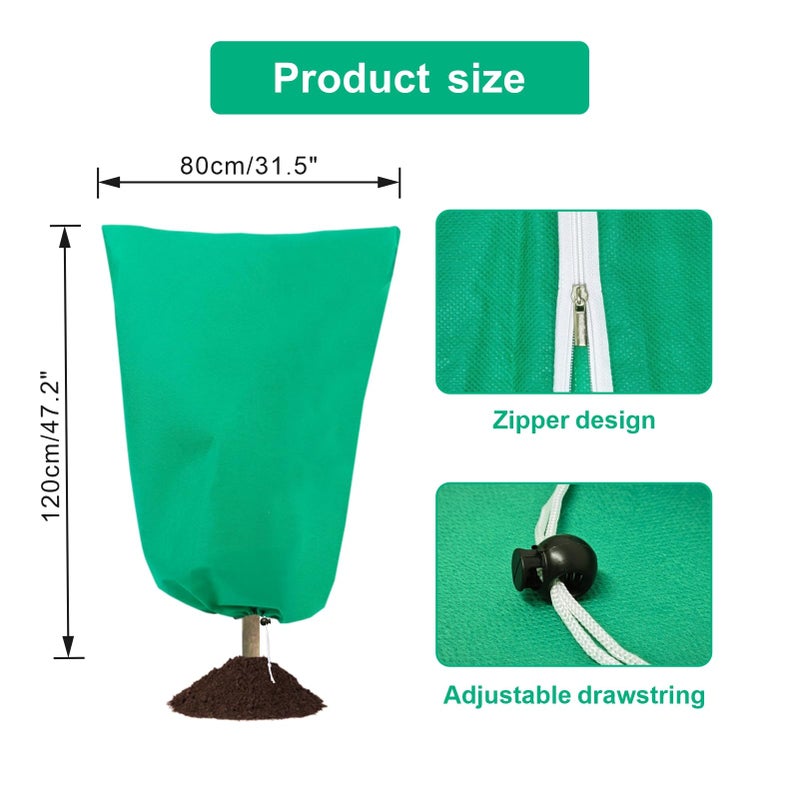 Eunika 6 PCS Plant Covers Freeze Protection, 47.2"x31.5" Frost Blankets with Zipper Drawstring Reusable Winter Plant Protectors Bag Covers for Outdoor Garden Trees, Shrubs Cover for Frost Cold Pest - Image 2