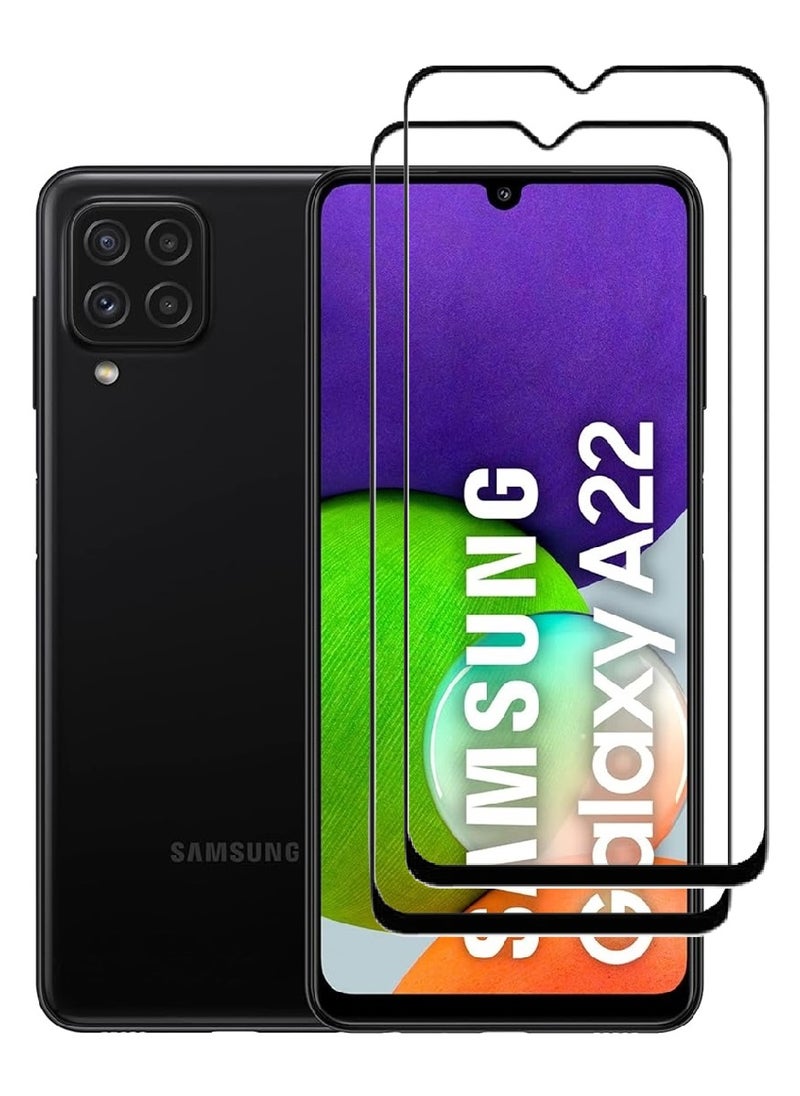 AINA قطعتان من واقي الشاشة الزجاجي المقوى 5D المصمم لهاتف Samsung Galaxy A22 مع تغطية كاملة للشاشة من الحافة إلى الحافة وخالية من الفقاعات - Image 1