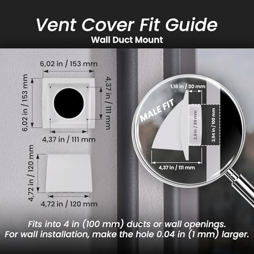 Repa Market 4 Inch Brown Dryer Vent Hood Duct Cover for Walls ABS Plastic Protection Hood With Rain Cover and Backdraft Damper Exhaust Air Dryer Vent Covers for Indoor Outdoor Use - Image 3