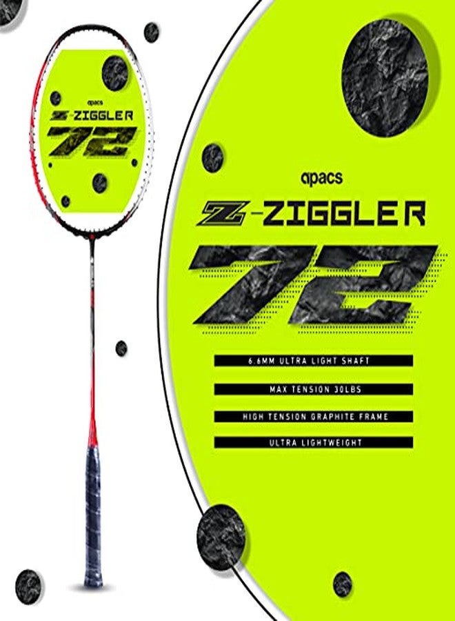 APACS Z-Ziggler 72 (30 LBS, 72g) Unstrung Badminton Racket with Full Cover (Black Red) - Image 3