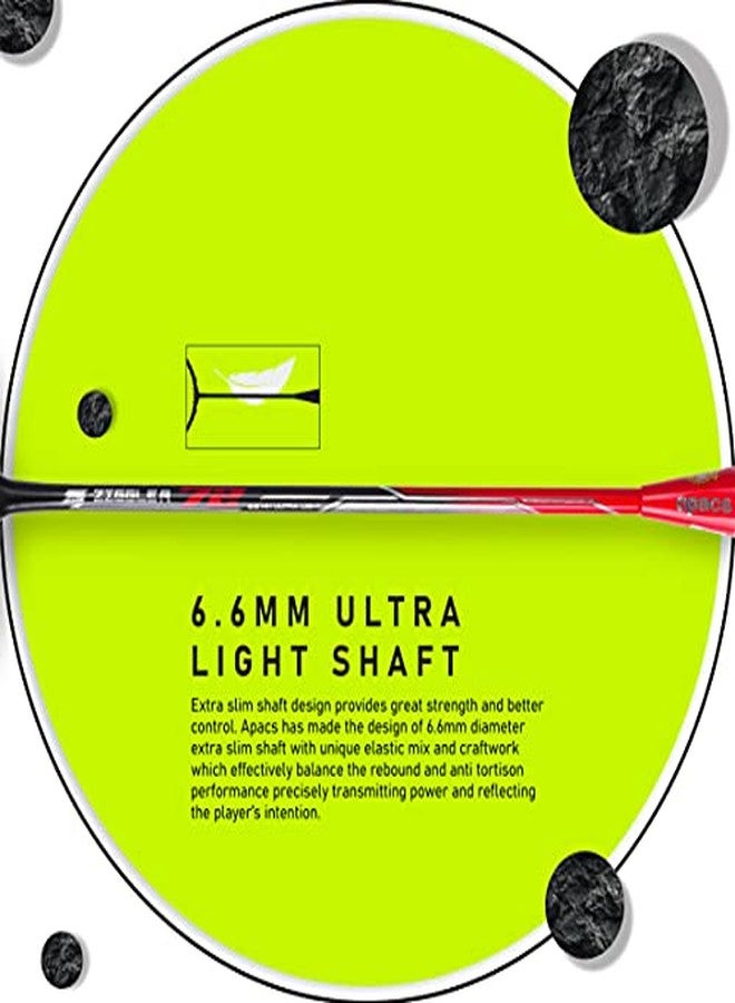 APACS Z-Ziggler 72 (30 LBS, 72g) Unstrung Badminton Racket with Full Cover (Black Red) - Image 5