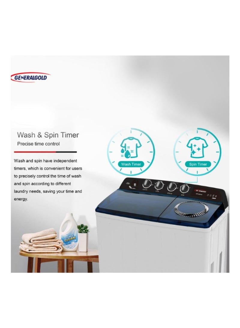 جينيرال جولد غسالة ملابس جنرال جولد XP2800 ذات حوضين، سعة 28 كجم، لون أبيض - Image 2