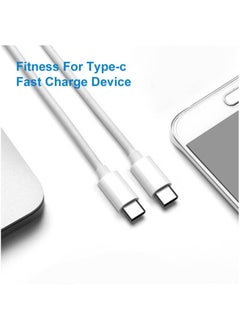 يوك كابل شحن USB C إلى USB C PVC PD سريع الشحن لأجهزة MacBook Air و Mac Book Pro وكابل Type C لجهاز iPad Pro الجديد ، iPad Air ، Mini ، Samsung ، Pixel ، شاحن USB C بالكامل PD 1.2 متر أبيض  - Image 3