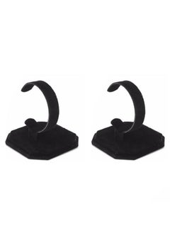 lasenersm lasenersm 2 Pieces Watch Display Stand Velvet Wrist Watch Display Holder C Type Bracelet Display Rack Bracelet Display Stand Watch Holder Stand Watch Display Rack Jewelry Display Stand, Black  - Image 1