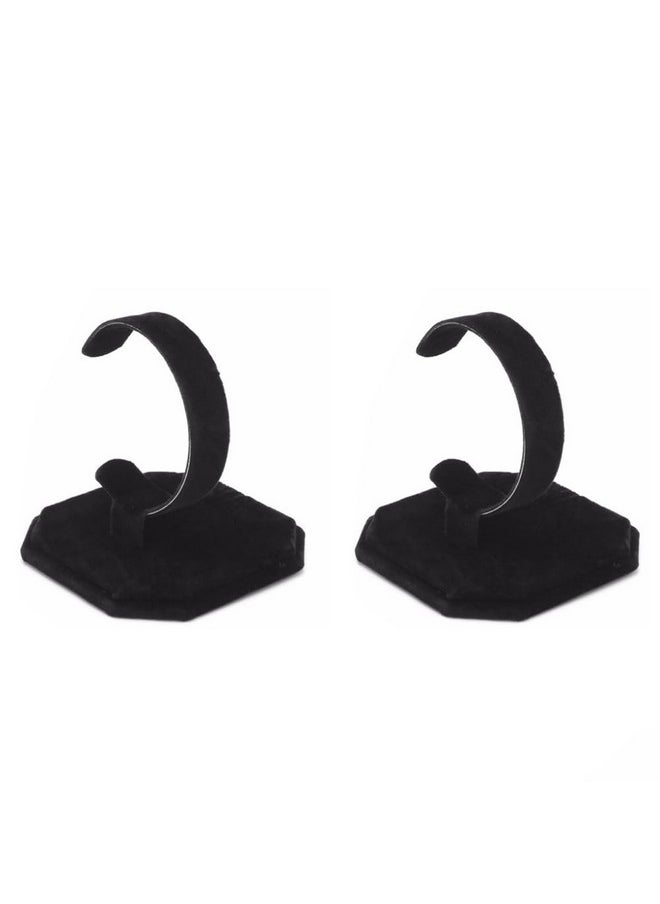 lasenersm - lasenersm 2 Pieces Watch Display Stand Velvet Wrist Watch Display Holder C Type Bracelet Display Rack Bracelet Display Stand Watch Holder Stand Watch Display Rack Jewelry Display Stand, Black - Image 1