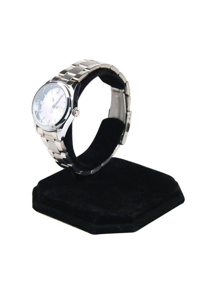 lasenersm - lasenersm 2 Pieces Watch Display Stand Velvet Wrist Watch Display Holder C Type Bracelet Display Rack Bracelet Display Stand Watch Holder Stand Watch Display Rack Jewelry Display Stand, Black - Image 1