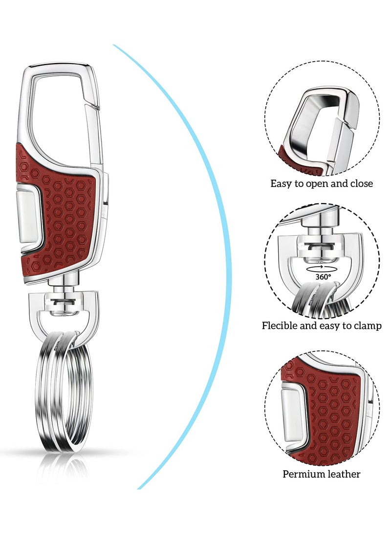 Excefore 4 Pieces Key Chain, Quality Heavy Car Stainless Steel Key Holder with Key Ring for Men and Women, Black and Brown - Image 2