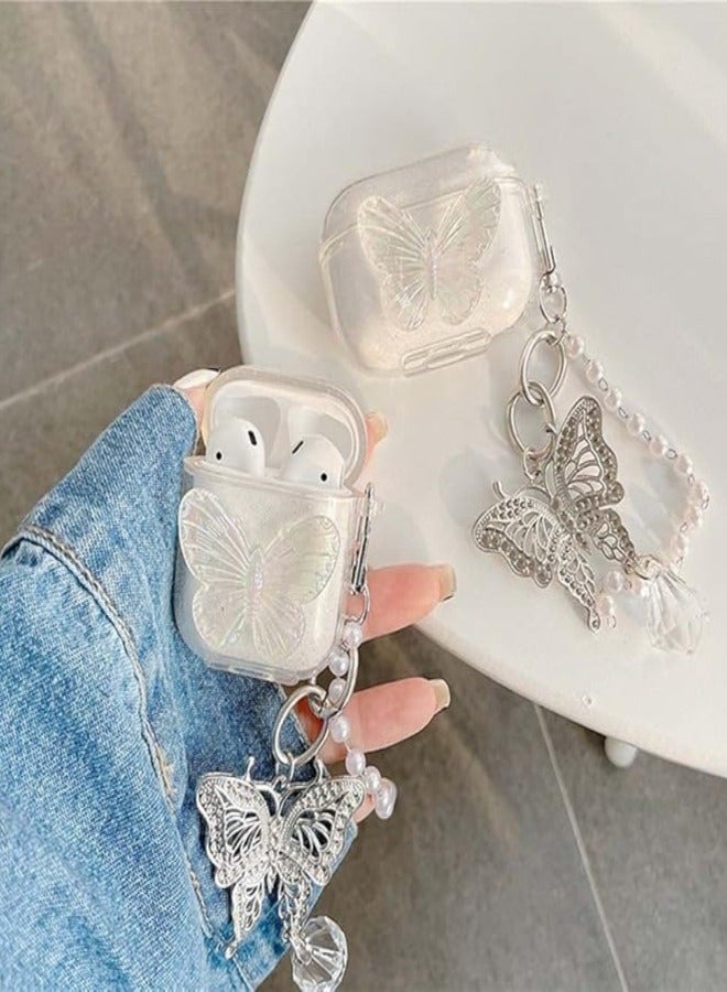 Compatible with AirPods Pro 2 (2022) Case with Girls Cute Clear Glitter Butterfly Design Smooth Soft TPU Cover Case for Airpods Pro 2,Cute for Airpods-Butterfly - Image 2