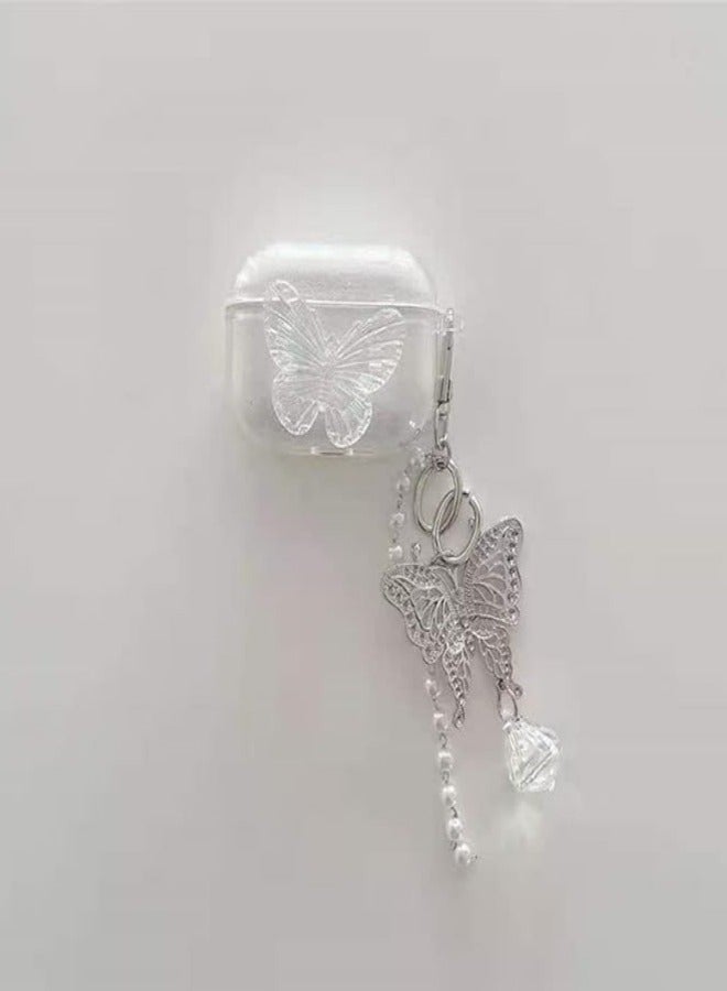 Compatible with AirPods Pro 2 (2022) Case with Girls Cute Clear Glitter Butterfly Design Smooth Soft TPU Cover Case for Airpods Pro 2,Cute for Airpods-Butterfly - Image 3