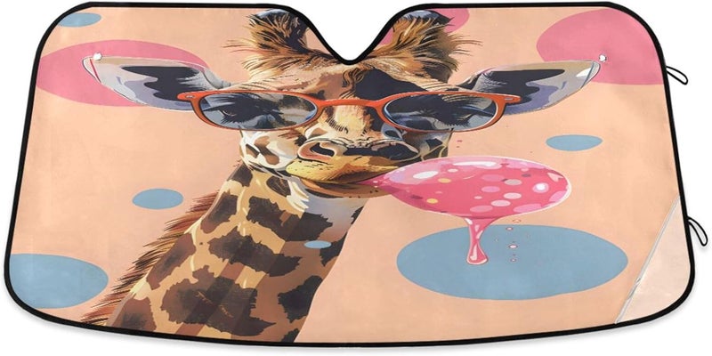 Giraffe Car Windshield Sun Shade Foldable Sun Visor Automotive Sunshades for Car Truck SUV Blocks UV Rays Keep Your Vehicle Cool - Image 1