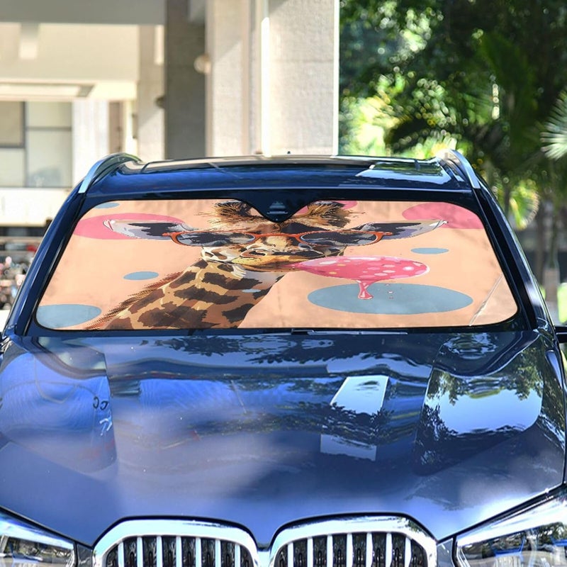 Giraffe Car Windshield Sun Shade Foldable Sun Visor Automotive Sunshades for Car Truck SUV Blocks UV Rays Keep Your Vehicle Cool - Image 4