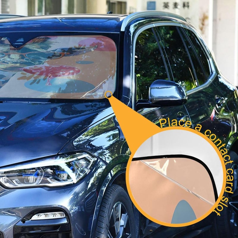 Giraffe Car Windshield Sun Shade Foldable Sun Visor Automotive Sunshades for Car Truck SUV Blocks UV Rays Keep Your Vehicle Cool - Image 3