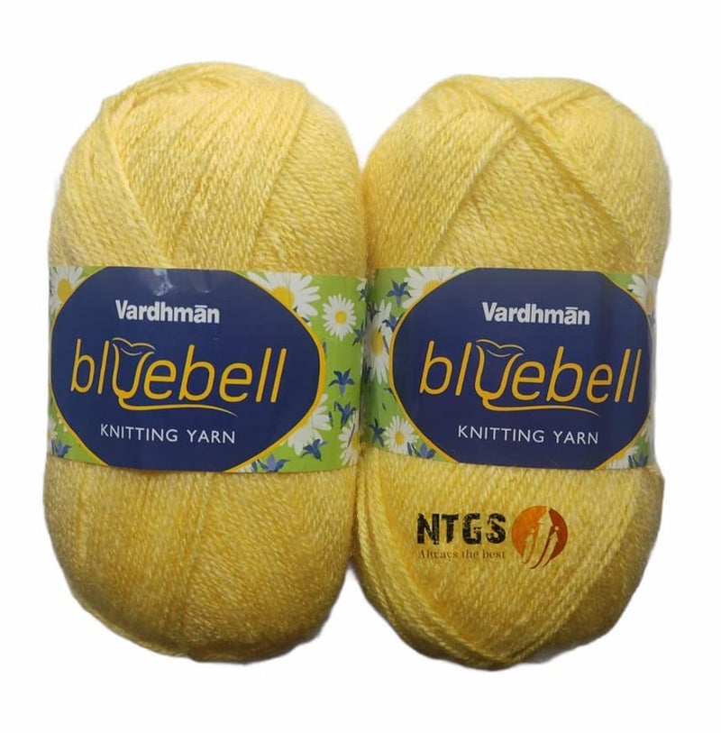 KYSS Kyss Vardhman Bluebell Cream 200 Gm 1 Ball 100 Gm Each Wool Ball Hand Knitting WoolArt Craft Soft Fingering Crochet Hook Yarn Needle Acrylic Knitting Yarn Thread Dyed Shade No4 - Image 1