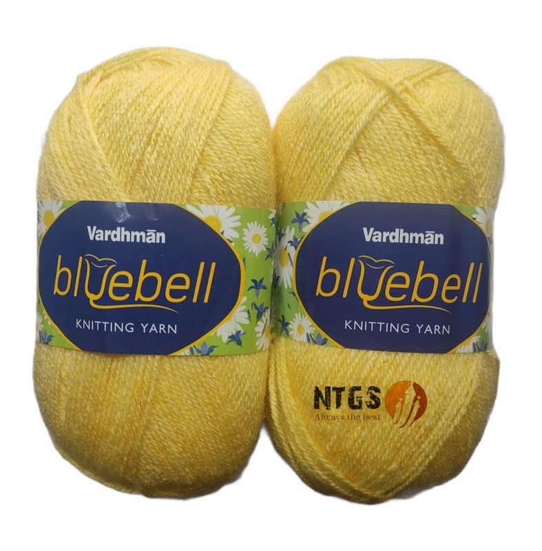 KYSS Kyss Vardhman Bluebell Cream 200 Gm 1 Ball 100 Gm Each Wool Ball Hand Knitting WoolArt Craft Soft Fingering Crochet Hook Yarn Needle Acrylic Knitting Yarn Thread Dyed Shade No4 - Image 2