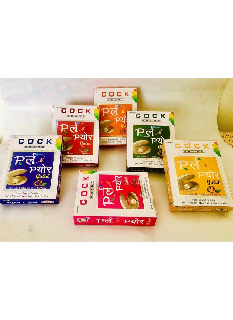 Cock Pack of 6 Holi Gulal powder, Each 50-gram assorted color and 100% organic  - Image 2
