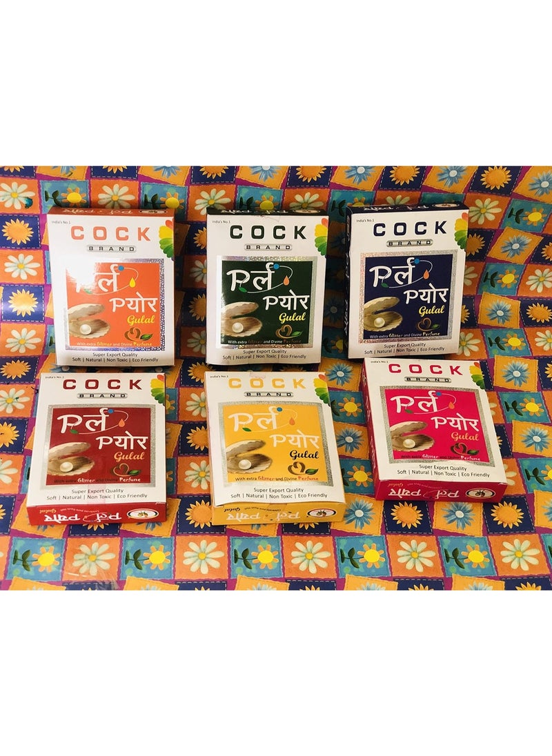 Cock Pack of 6 Holi Gulal powder, Each 50-gram assorted color and 100% organic  - Image 4