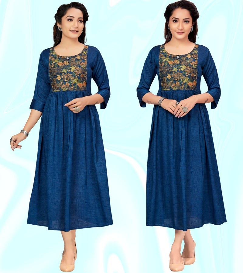 RITIJYA Feeding Kurtis for Women with Zip in Cotton Rayon | Maternity Gown Pregnancy Dress for Nursing Mothers | Maternity Wear Feeding Dress Tops (3XL, Blue,9063_46) - Image 4