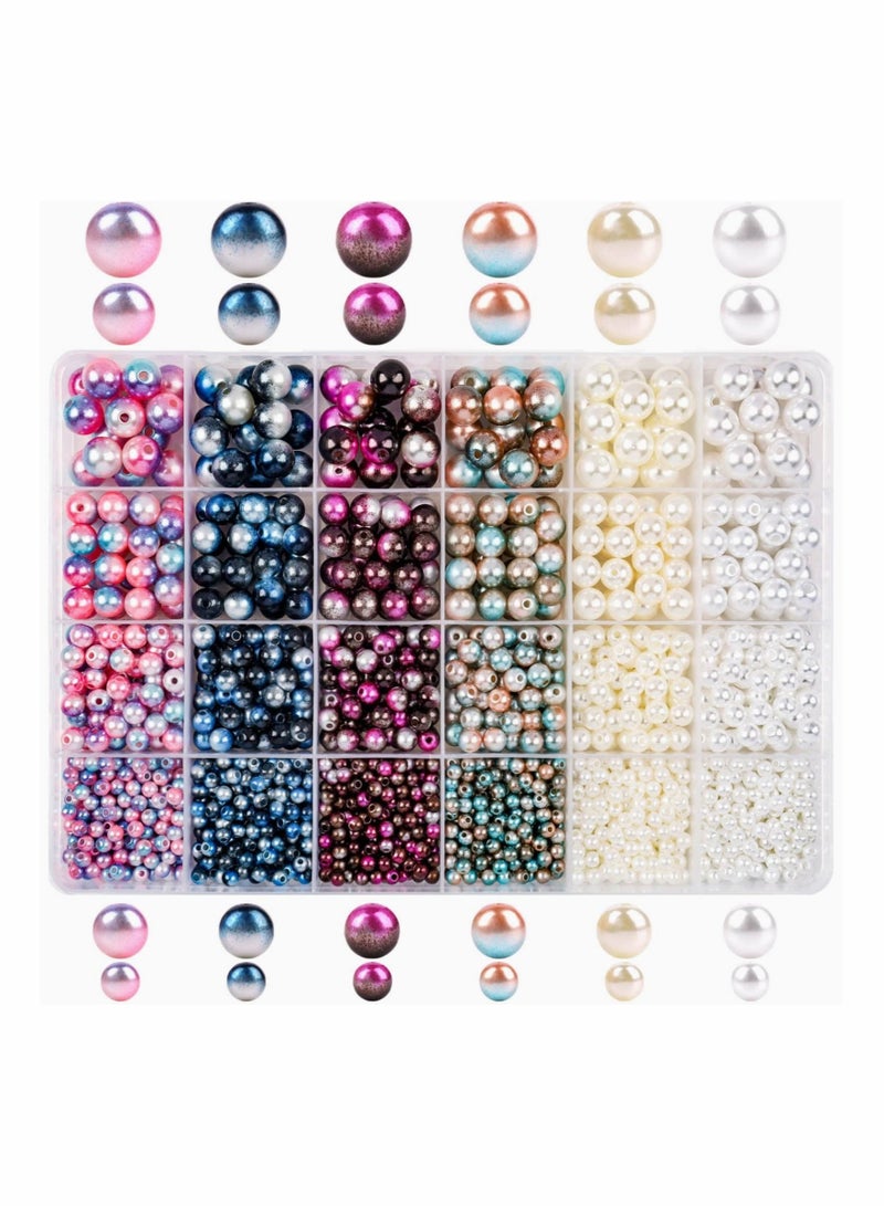 كابتن تيك 1890Pcs Multicolored Pearls Beads Loose Round Spacer Beads Smooth Rainbow Faux ABS Beads for Jewelry Making Bracelets Earrings Necklaces DIY Crafts 4 6 8 10mm - Image 1