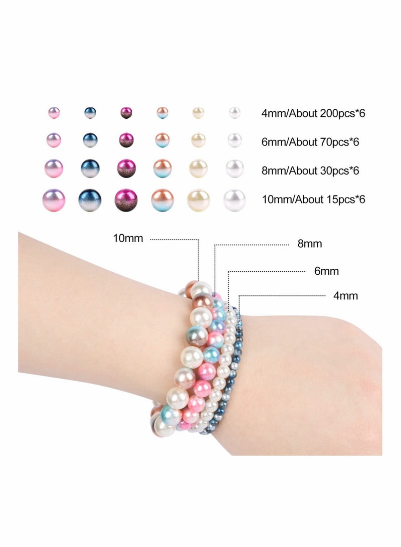 كابتن تيك 1890Pcs Multicolored Pearls Beads Loose Round Spacer Beads Smooth Rainbow Faux ABS Beads for Jewelry Making Bracelets Earrings Necklaces DIY Crafts 4 6 8 10mm - Image 2