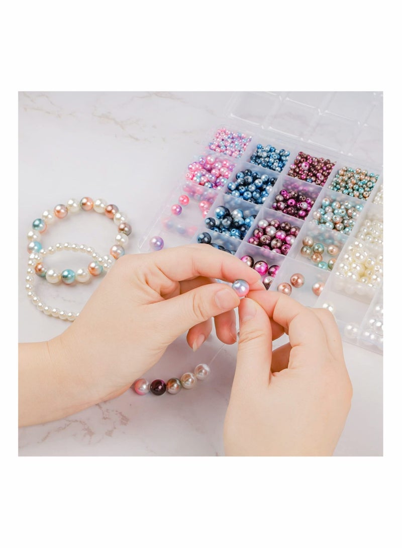 كابتن تيك 1890Pcs Multicolored Pearls Beads Loose Round Spacer Beads Smooth Rainbow Faux ABS Beads for Jewelry Making Bracelets Earrings Necklaces DIY Crafts 4 6 8 10mm - Image 3