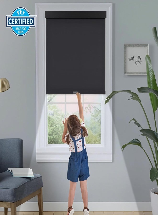 Persilux Blackout Roller Shades - Cordless Roller Blinds with Valance, Thermal Insulated Fabric Window Blinds, UV Protection for Home, Office and Bedroom (Black, 20"W x 72"H) - Image 5