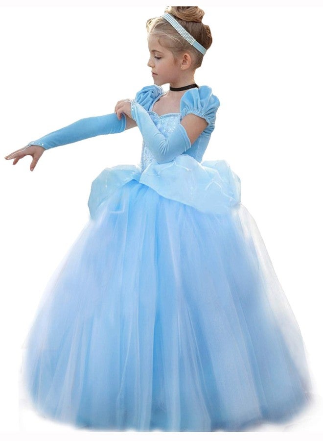 CQDY Cinderella Dress Princess Costume Halloween Party Dress up Blue - Image 1