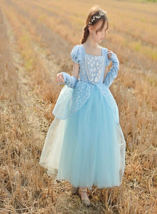 CQDY Cinderella Dress Princess Costume Halloween Party Dress up Blue - Image 4