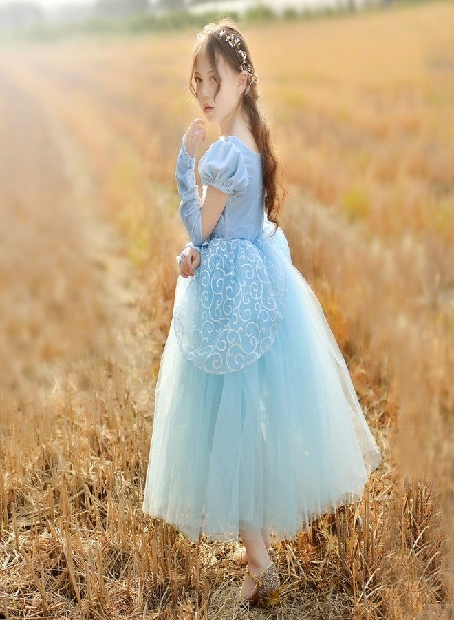 CQDY Cinderella Dress Princess Costume Halloween Party Dress up Blue - Image 5