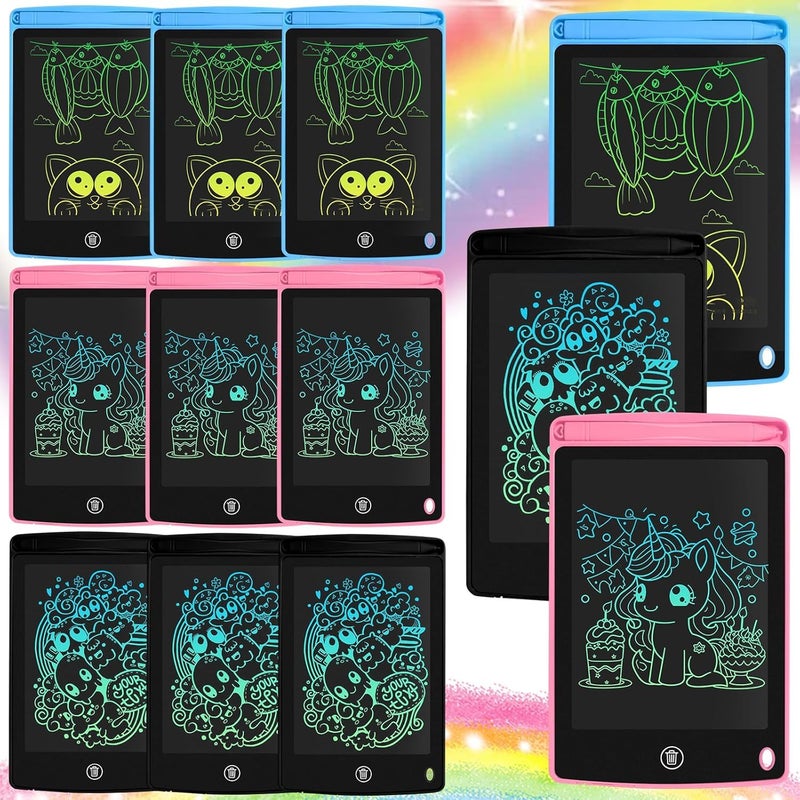 SNAPTRON هدايا العودة لعيد الميلاد لحفلات الأطفال 10 قطع لوحات كتابة ملونة LCD للدراسة / الرقمية، لوحات رسم شاشة 3 4 5 6 سنوات سلايت سحري في مجموعة أفضل مجموعة لوحات قابلة للمسح للألعاب الفتيات - Image 1