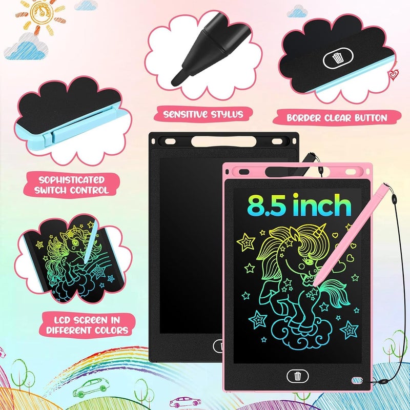 SNAPTRON هدايا العودة لعيد الميلاد لحفلات الأطفال 10 قطع لوحات كتابة ملونة LCD للدراسة / الرقمية، لوحات رسم شاشة 3 4 5 6 سنوات سلايت سحري في مجموعة أفضل مجموعة لوحات قابلة للمسح للألعاب الفتيات - Image 2