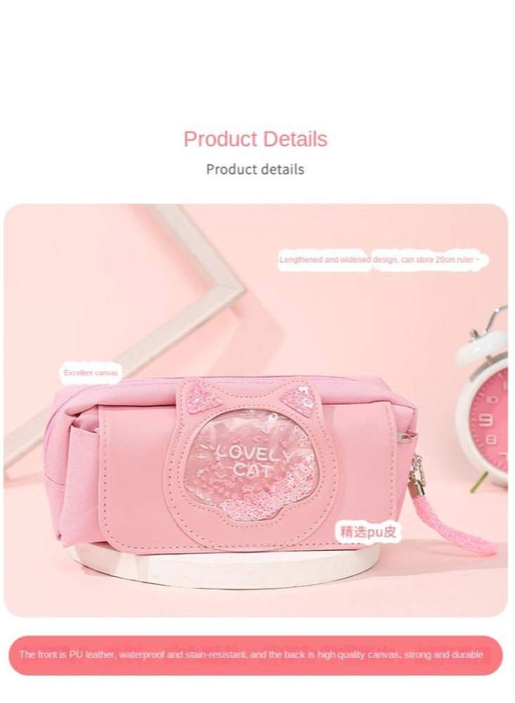 إسكدنيا Pencil Case Girls Large Capacity Stationery Case Primary School Students Multifunctional Pencil Case Wholesale Quicksand Pencil Case - Image 3