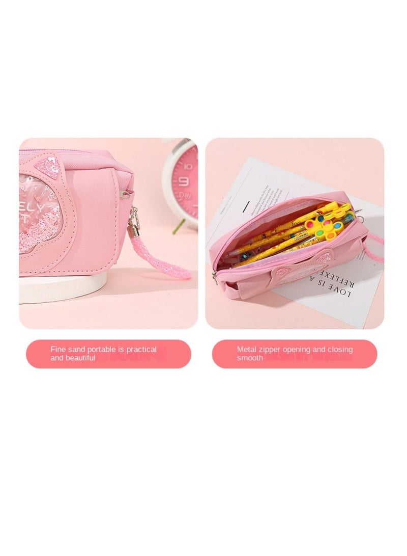إسكدنيا Pencil Case Girls Large Capacity Stationery Case Primary School Students Multifunctional Pencil Case Wholesale Quicksand Pencil Case - Image 4