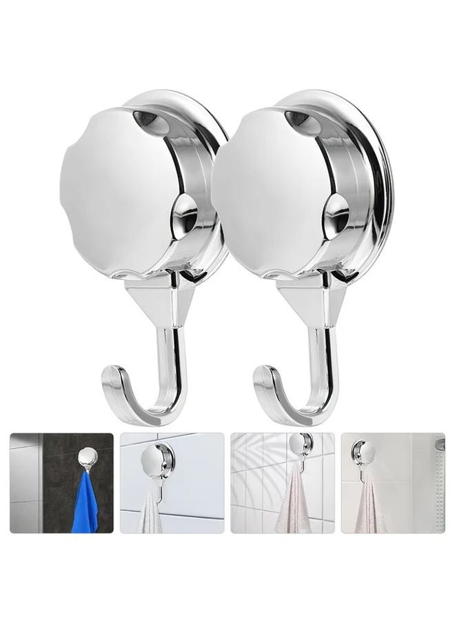 قطعتان من خطاطيف الشفاط الفضية القوية قابلة لإعادة الاستخدام خطاطيف فراغ للحائط الباب المنشفة - Image 2