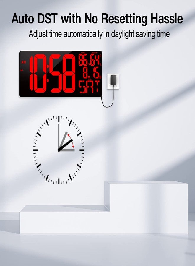 Xflyee [2024 New] 18" Digital Wall Clock Large Display/Bluetooth Sync Time, Large Wall Clock with Remote Control, Auto DST, Alarm, Temperature and Date - Easy to Read and Set Timer - Image 5