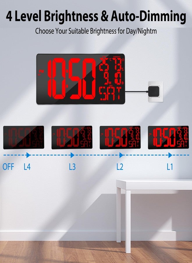 Xflyee [2024 New] 18" Digital Wall Clock Large Display/Bluetooth Sync Time, Large Wall Clock with Remote Control, Auto DST, Alarm, Temperature and Date - Easy to Read and Set Timer - Image 4