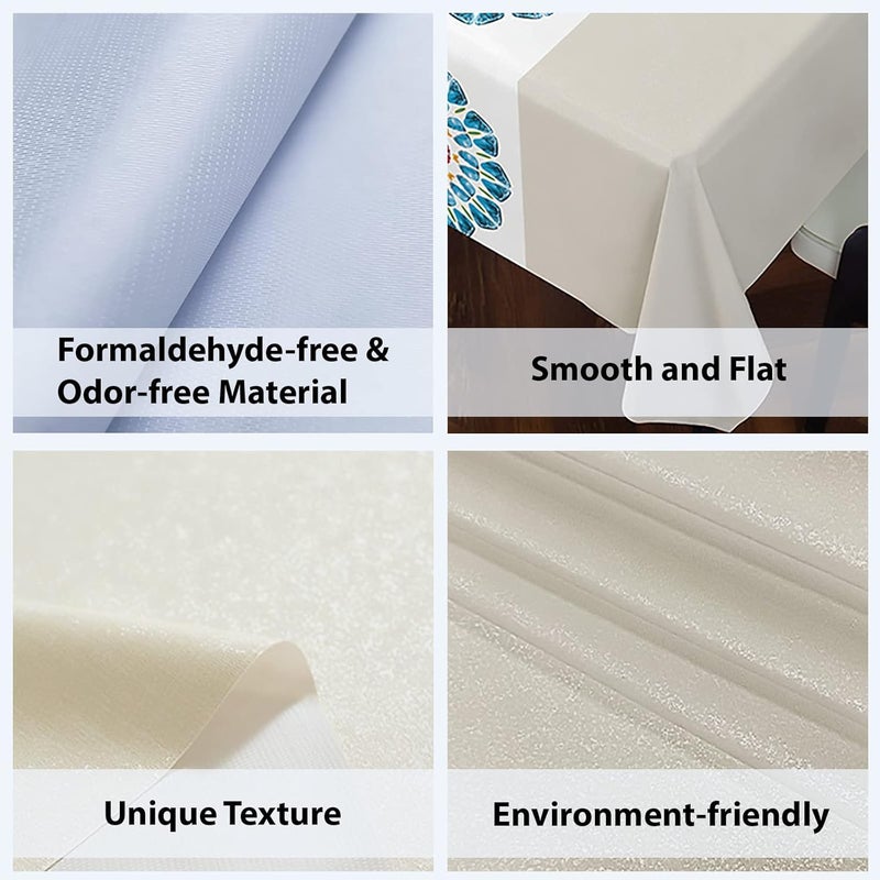 يام لوك غطاء طاولة من PVC صديق للبيئة من ، غطاء طاولة فينيل قابل للغسل ومقاوم للماء، غطاء طاولة مقاوم للبقع للطاولات المستطيلة (140×220 سم، 6-8 مقاعد)، للاستخدام المنزلي والمطبخ وحفلات الطعام (بيج) - Image 5