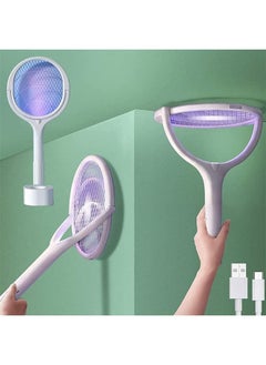 Y&D Electric Fly Swatter 5 in1 Rotatable Indoor Bug Zapper Racket USB-C Rechargeable Mosquito Killer 3500V High-Voltage with UV Light Standing Base and Wall Mount  - Image 1