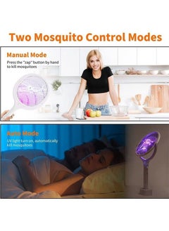 Y&D Electric Fly Swatter 5 in1 Rotatable Indoor Bug Zapper Racket USB-C Rechargeable Mosquito Killer 3500V High-Voltage with UV Light Standing Base and Wall Mount  - Image 3