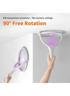 Y&D Electric Fly Swatter 5 in1 Rotatable Indoor Bug Zapper Racket USB-C Rechargeable Mosquito Killer 3500V High-Voltage with UV Light Standing Base and Wall Mount  - Image 2