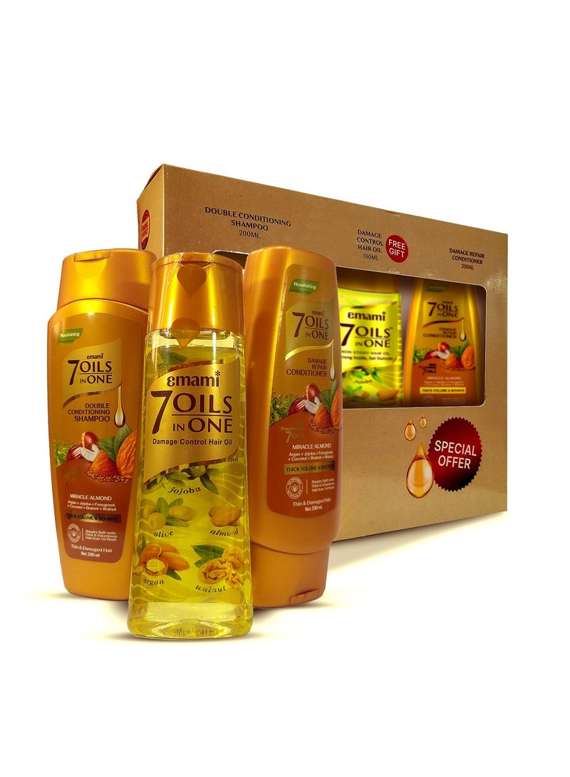 emami Almond Shampoo 200ml  + Conditioner 200ml  + Oil 100ml - Image 1