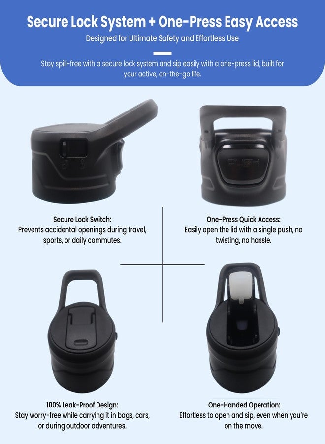 كويك سيلفر زجاجة مياه معزولة من كويكسيلفر فينيس سعة 24 أونصة مزودة بقفل وغطاء مزود بماصة بضغطة واحدة، مصنوعة من الفولاذ المقاوم للصدأ بجدار مزدوج معزول بتفريغ الهواء مانع للتسرب، مثالية للرياضة والسفر والنادي الرياضي - Image 5