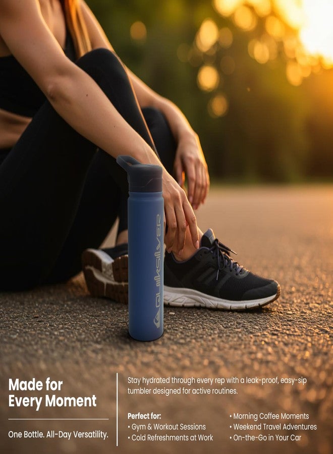 كويك سيلفر زجاجة مياه معزولة من كويكسيلفر فينيس سعة 24 أونصة مزودة بقفل وغطاء مزود بماصة بضغطة واحدة، مصنوعة من الفولاذ المقاوم للصدأ بجدار مزدوج معزول بتفريغ الهواء مانع للتسرب، مثالية للرياضة والسفر والنادي الرياضي - Image 4